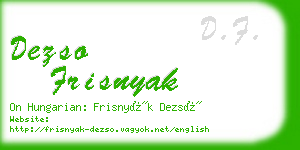 dezso frisnyak business card